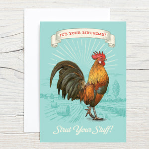 Birthday Rooster 5x7 Single Greeting Card