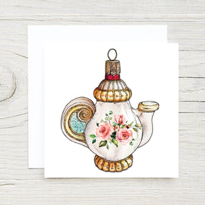 Teapot Christmas Ornament Gift Card