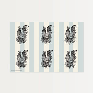 French Stripe Rooster Paper Placemats